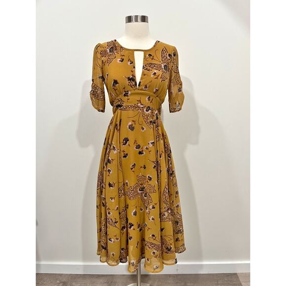 Free People Bonnie Keyhole Butterfly Print Midi Dress - Picture 12 of 14
